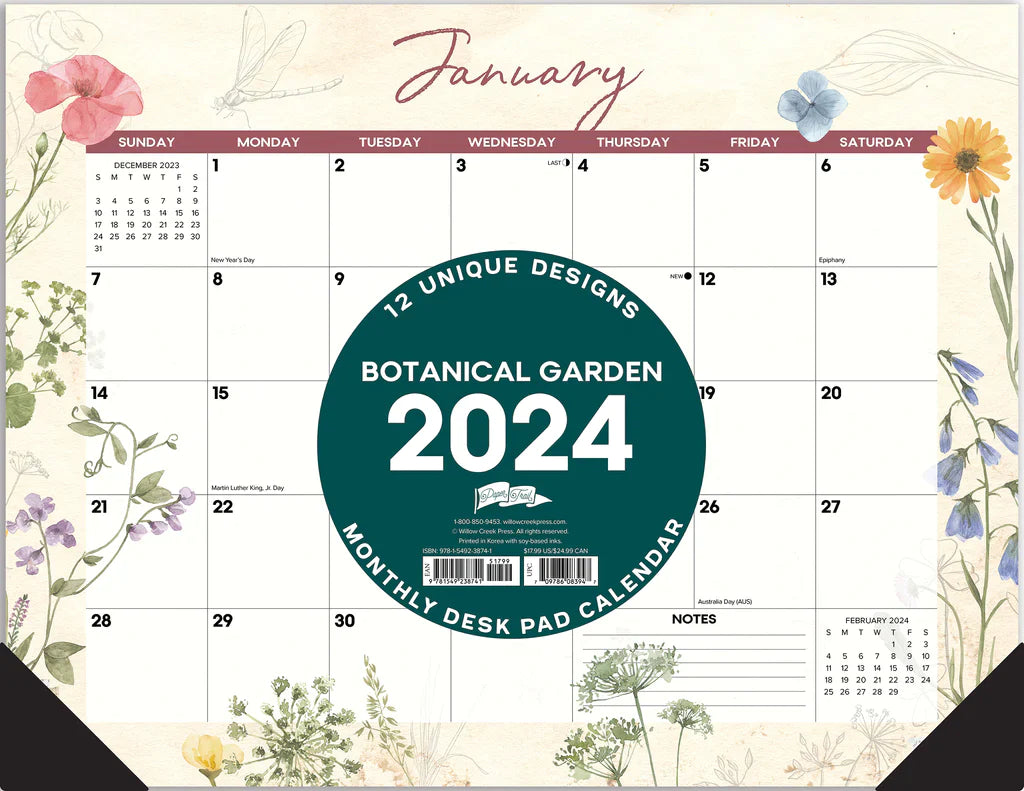 2024 Botanical Garden - Monthly Large Desk Pad