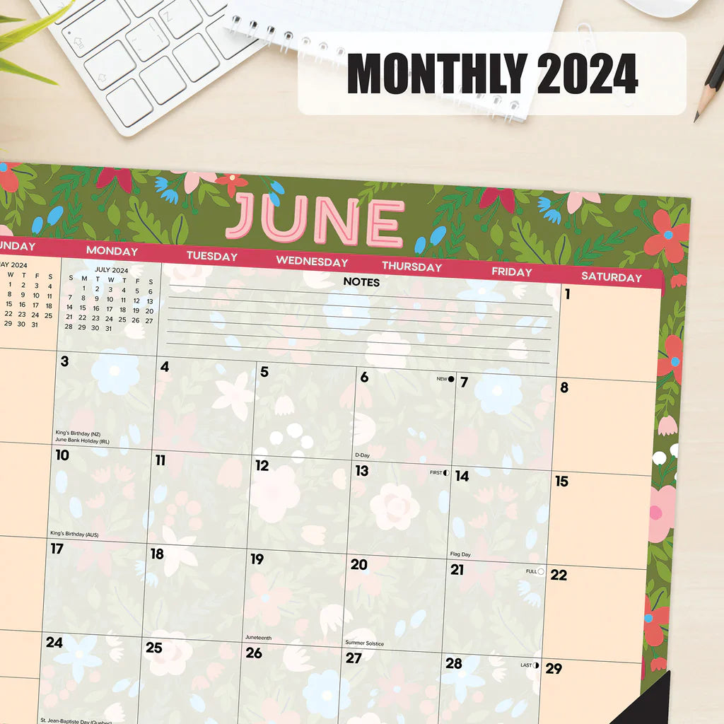 2024 Spring Floral - Monthly Large Desk Pad