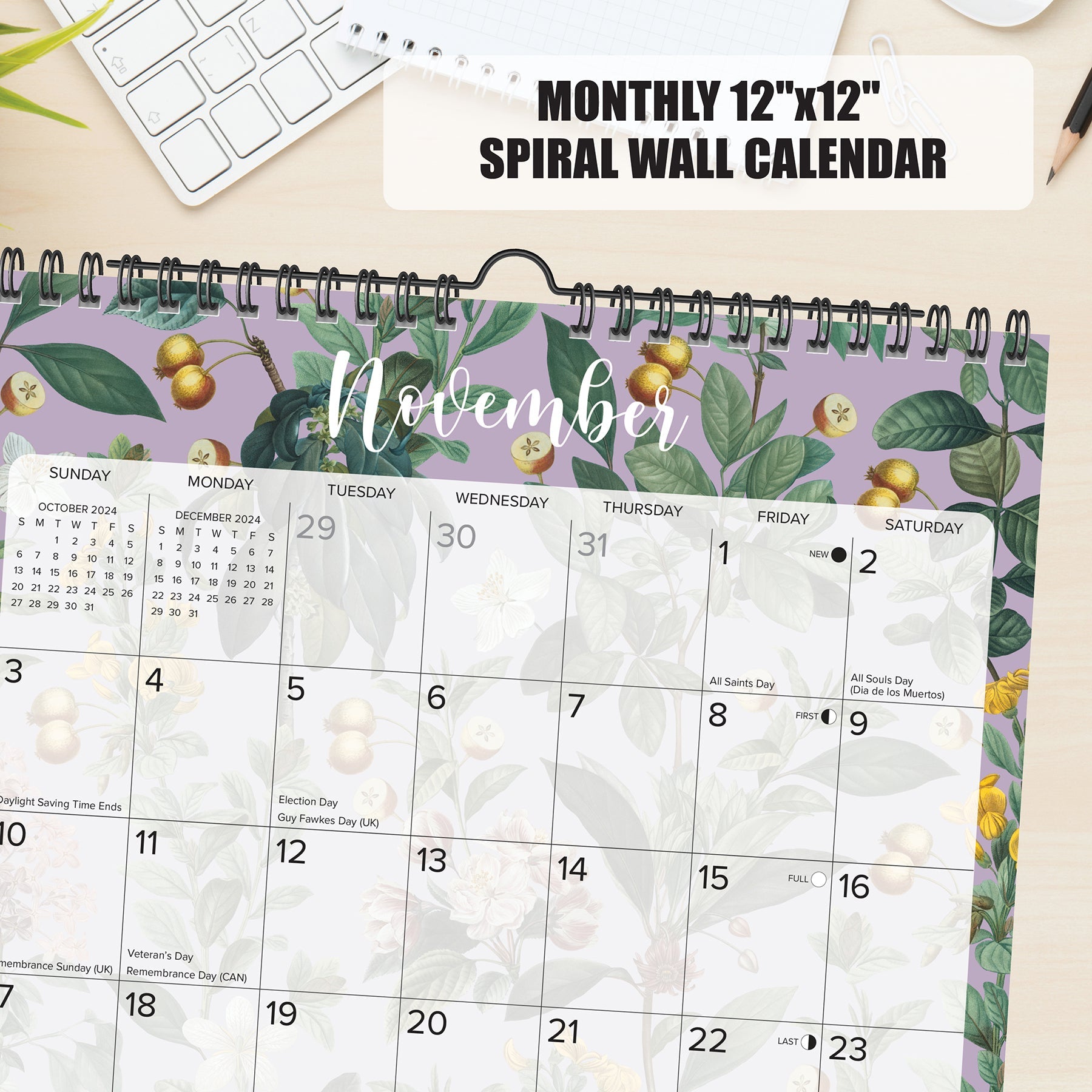 2024 Botanical Nature Spiral  - Wall Calendar