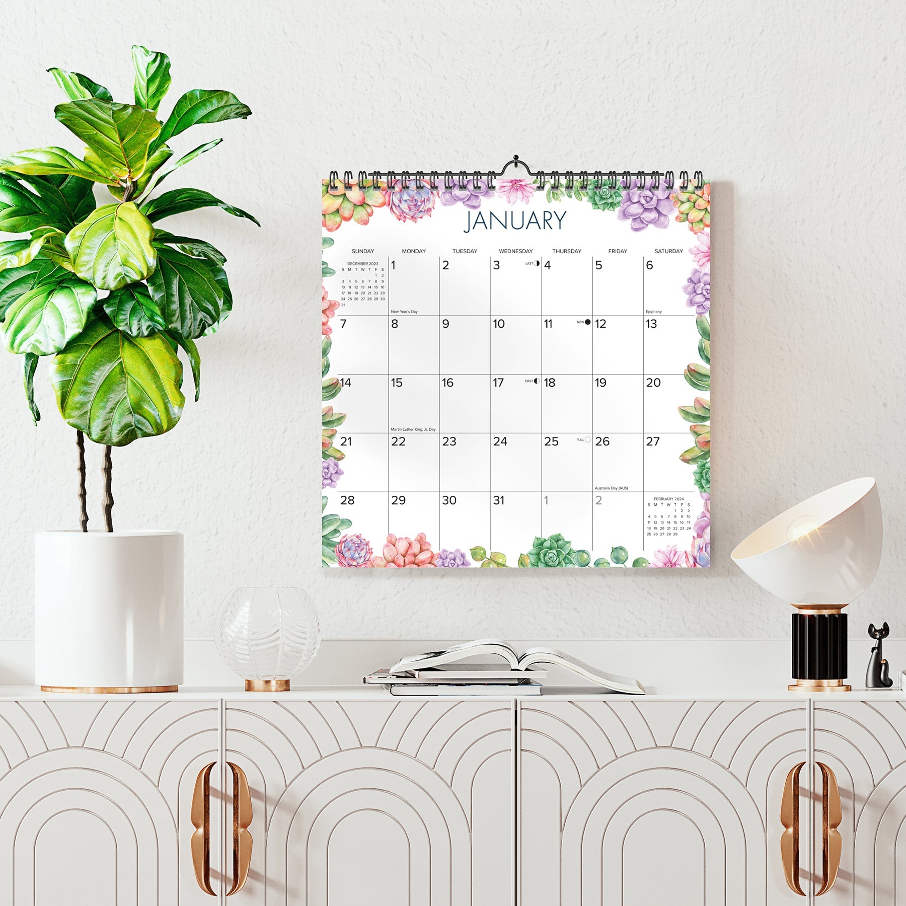 2024 Succulents Spiral  - Wall Calendar
