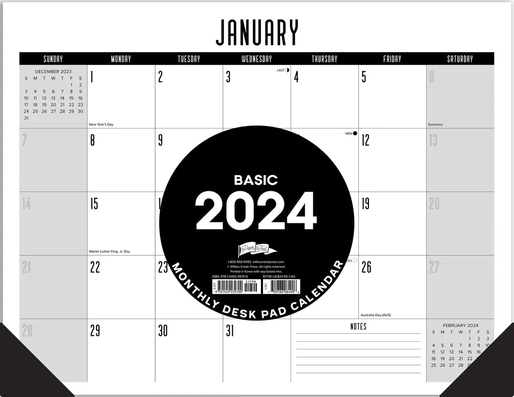2024 Basic - Monthly Large Desk Pad