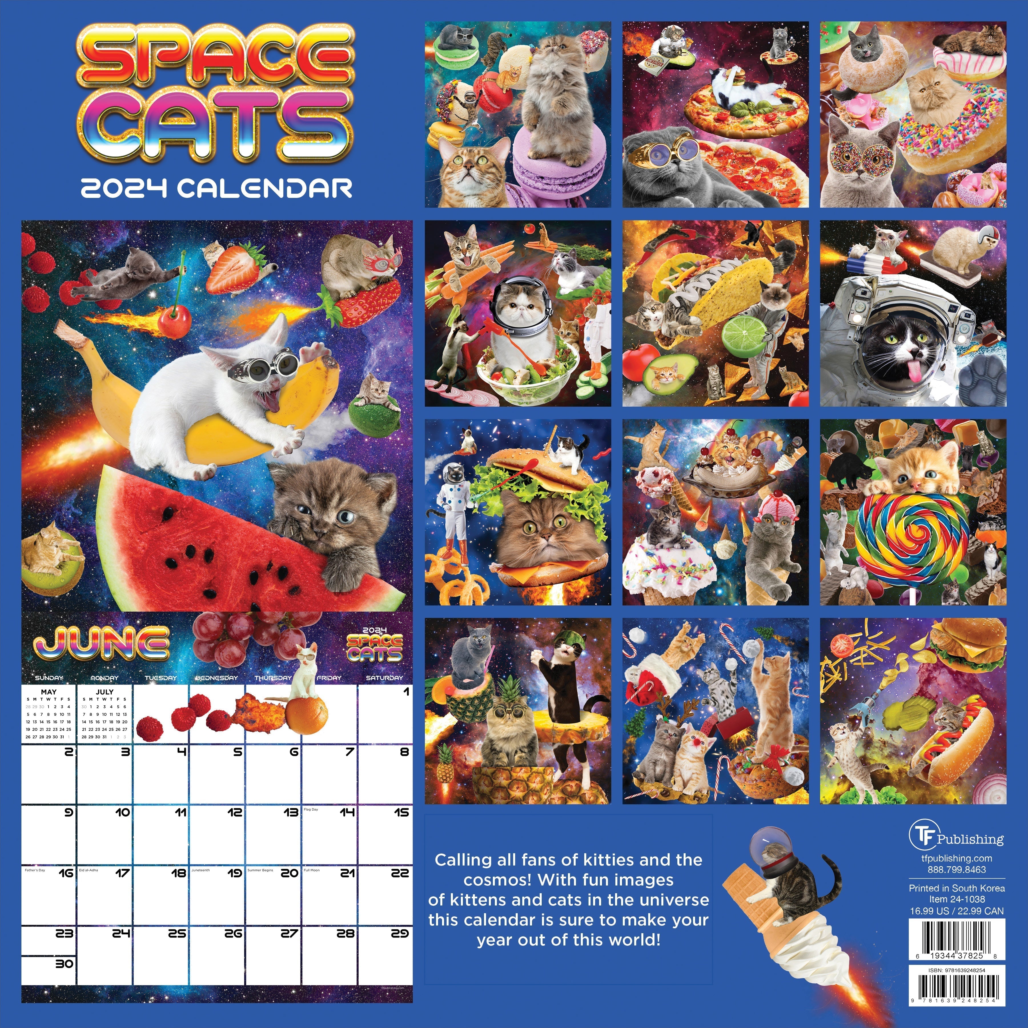 2024 Space Cats - Square Wall Calendar