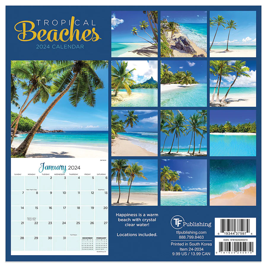2024 Tropical Beaches - Mini Wall Calendar