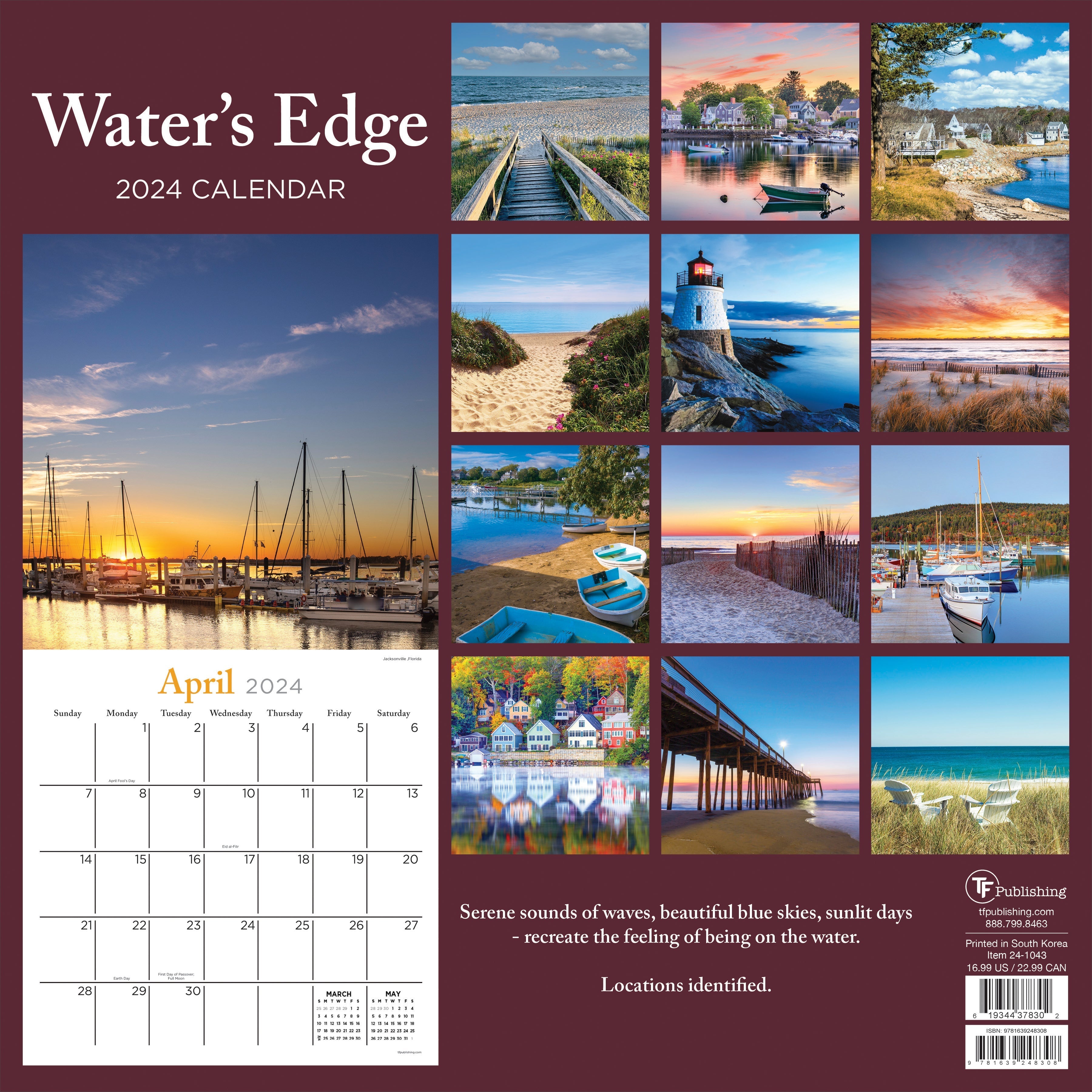 2024 Water's Edge - Square Wall Calendar
