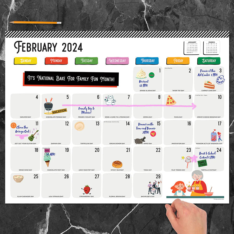 2024 Every Day's A Holiday - Large Monthly Desk Pad Blotter Calendar