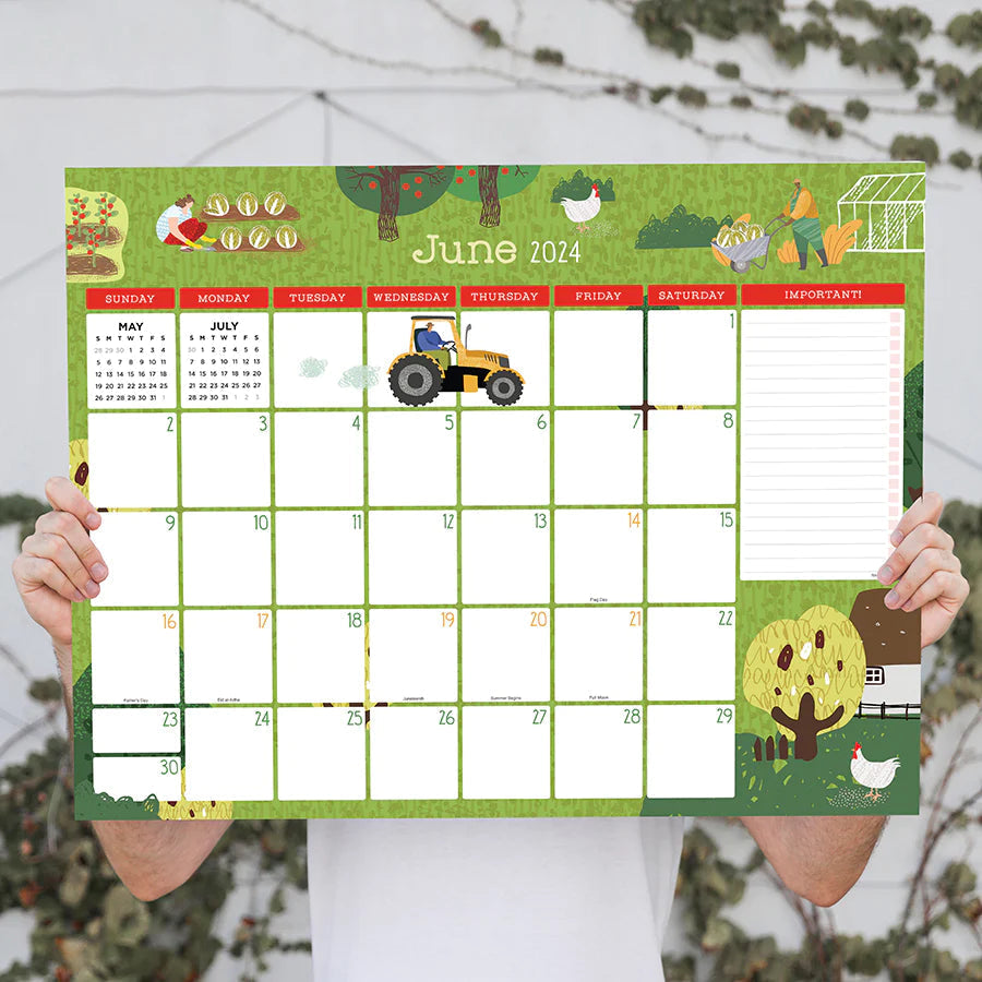 2024 Folk Love - Large Monthly Desk Pad Blotter Calendar