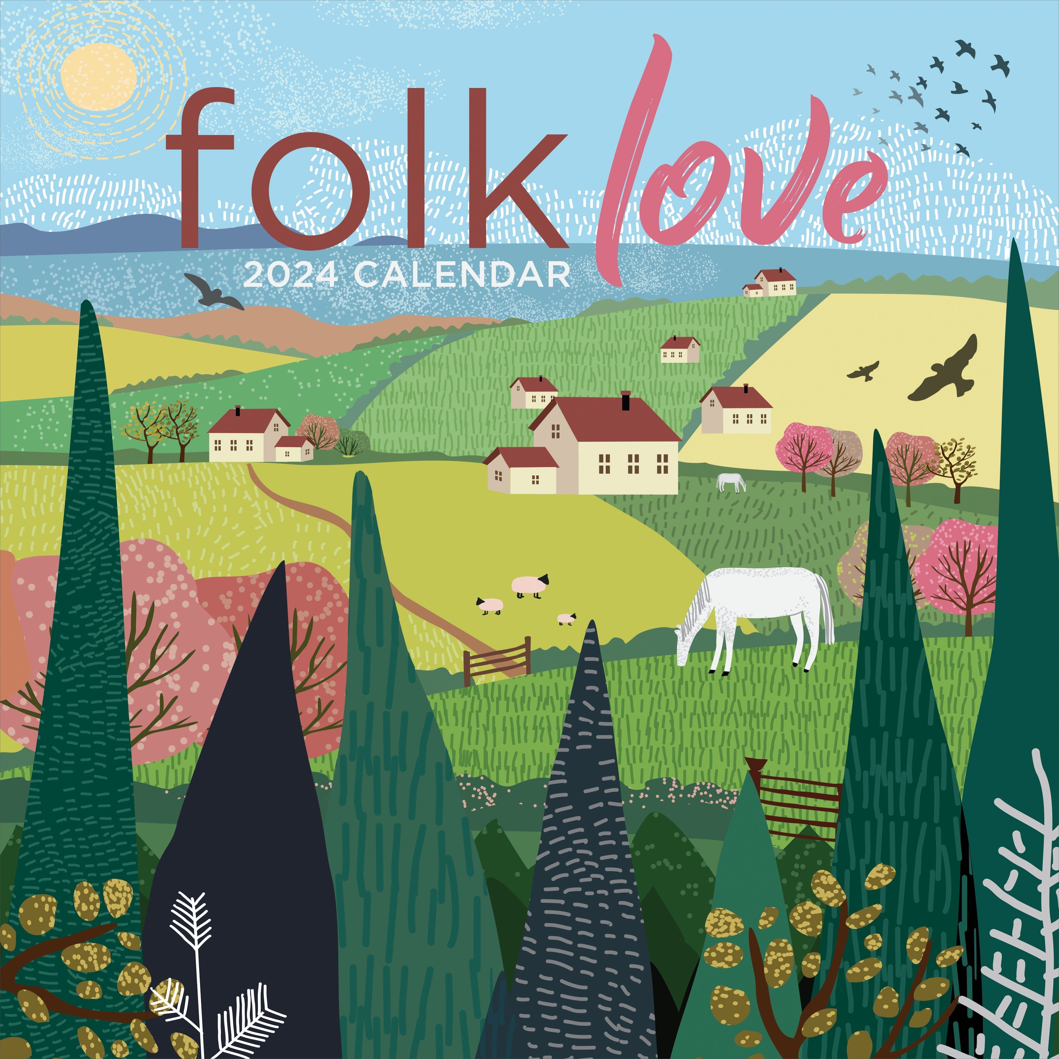 2024 Folk Love - Square Wall Calendar