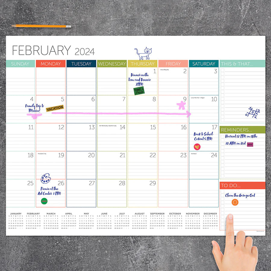 2024 Rainbow Blocks - Large Monthly Desk Pad Blotter Calendar
