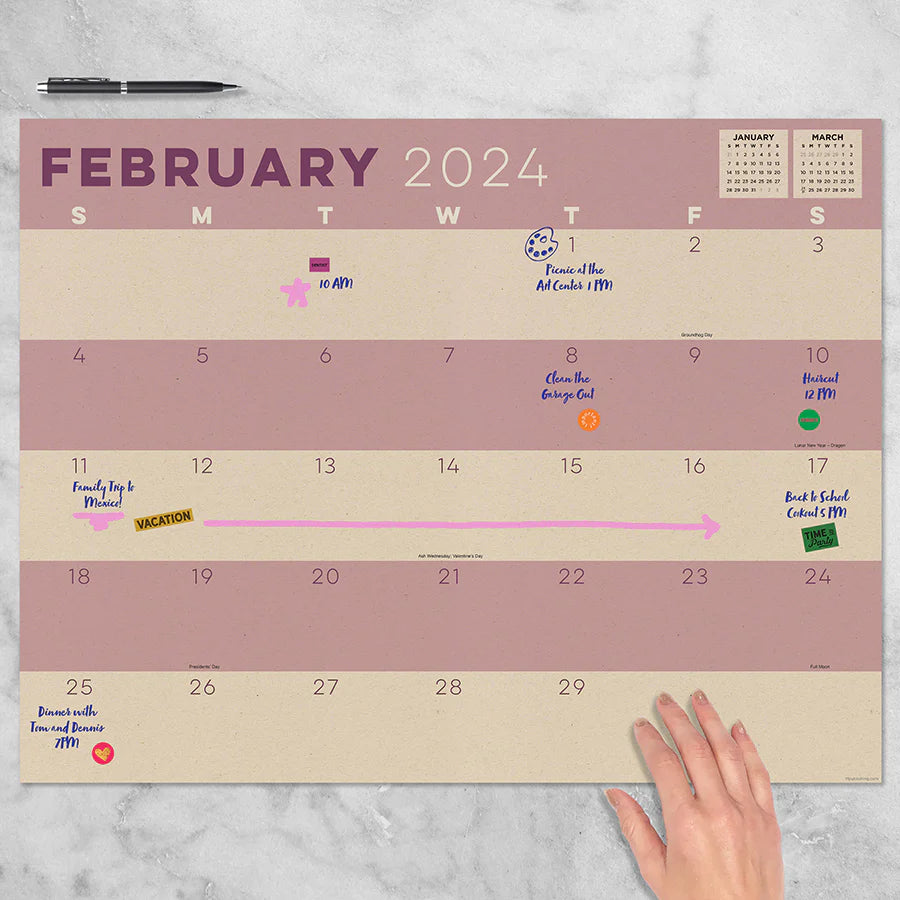 2024 Kraft - Large Monthly Desk Pad Blotter Calendar