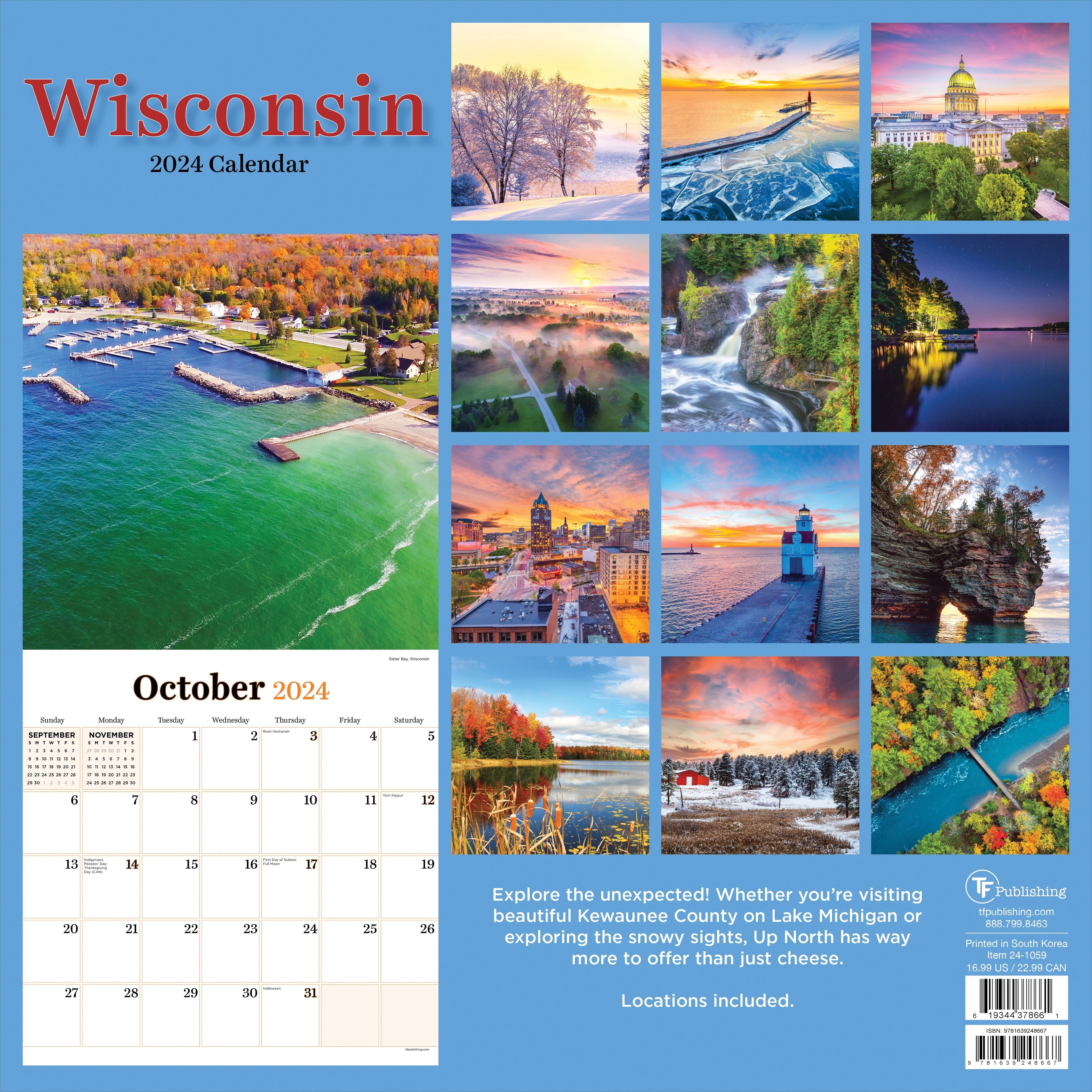 2024 Wisconsin - Square Wall Calendar