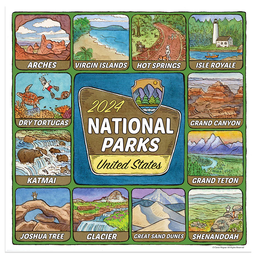 2024 National Parks-Art - Mini Wall Calendar