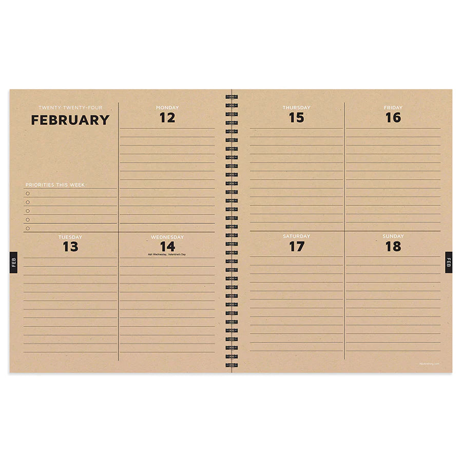2024 Book Bound - Large Weekly, Monthly Diary/Planner