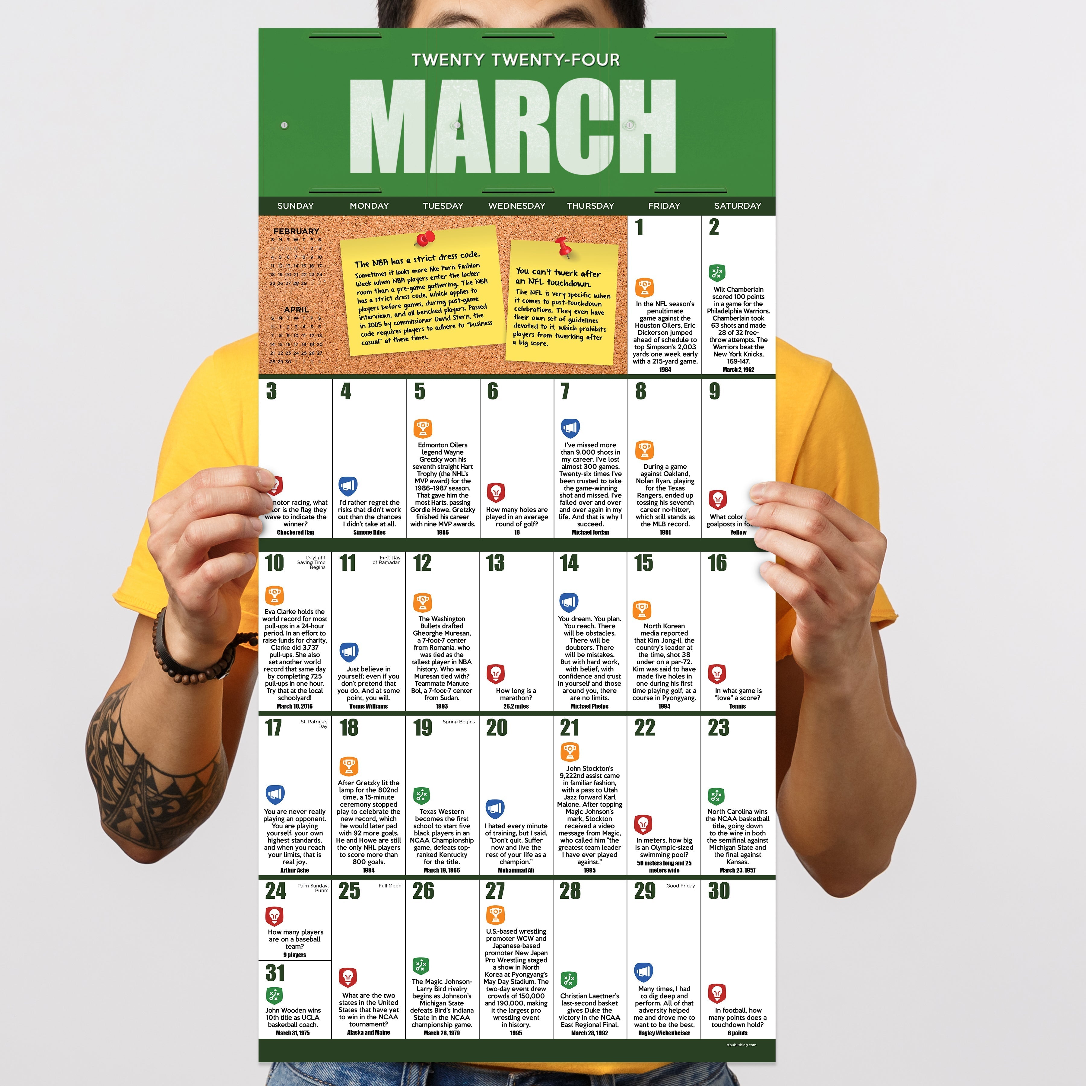 2024 Sports Facts & Trivia - Square Wall Calendar